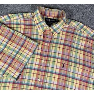 Vintage Polo Ralph Lauren Blake Shirt Mens Size XL Madras Plaid Multi S/S India